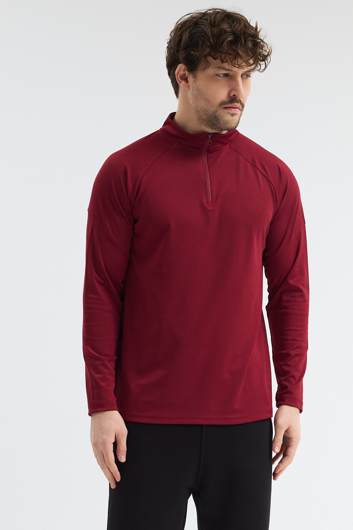 bh collection ERKEK ANTREMAN SPOR CEKET HIZLI KURUMA YARIM FERMUARLI görsel 2