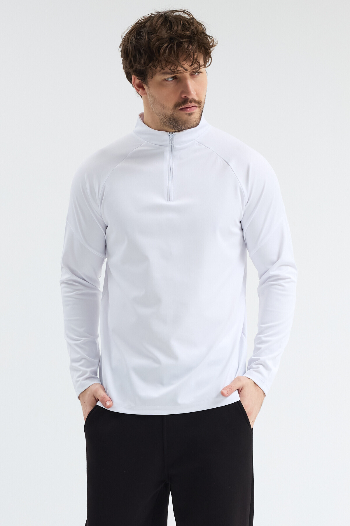 bh collection ERKEK ANTREMAN SPOR CEKET HIZLI KURUMA YARIM FERMUARLI görsel 5