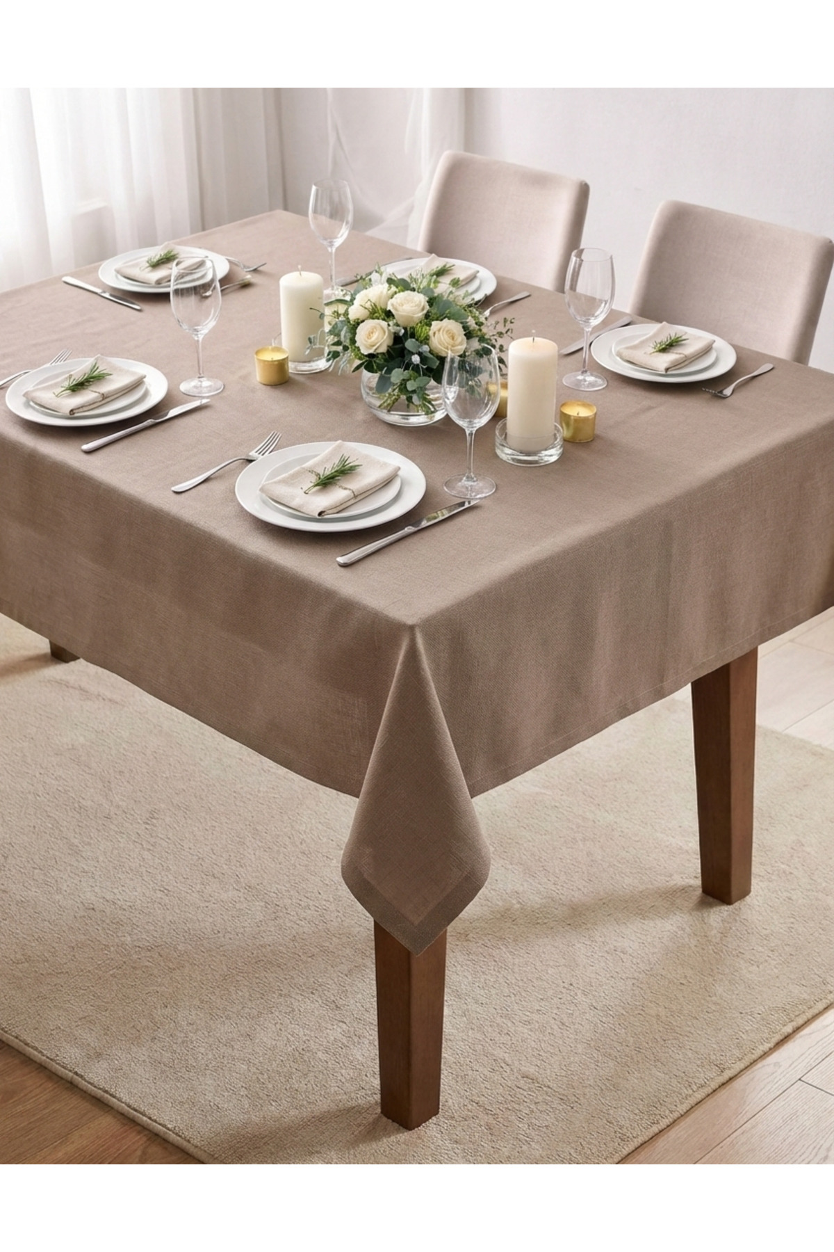 Large Size Dining Tablecloth with Mink Water Repellent