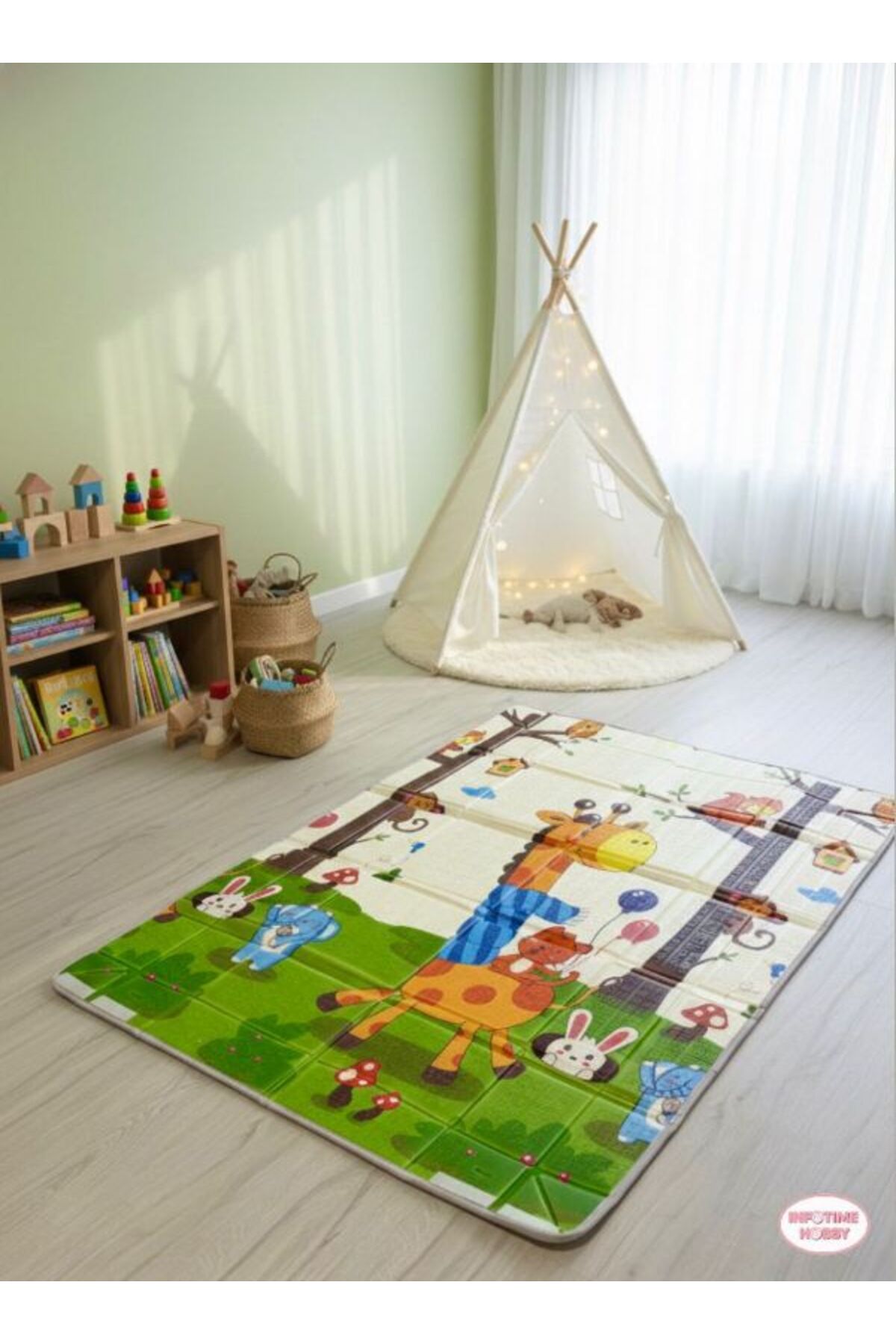ınfotıme hobby Animal Carnival Katlanabilir 2si 1 Arada Oyun Matı 4 Kenar Çit Modeli. 120*180*0,7mm Taşıma Çantalı fotoğrafı 3 (önizleme)