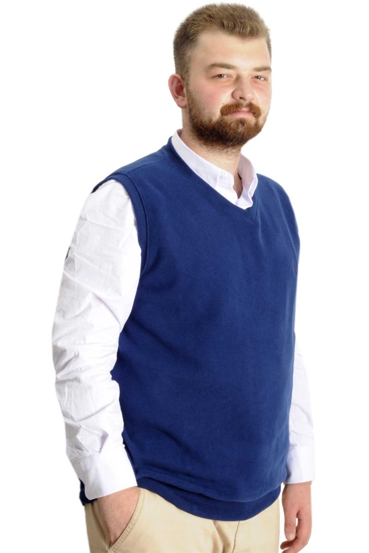 ModeXL Mode XL Büyük Beden Erkek Süeter Vanize Selanik 20547 İndigo görsel 3