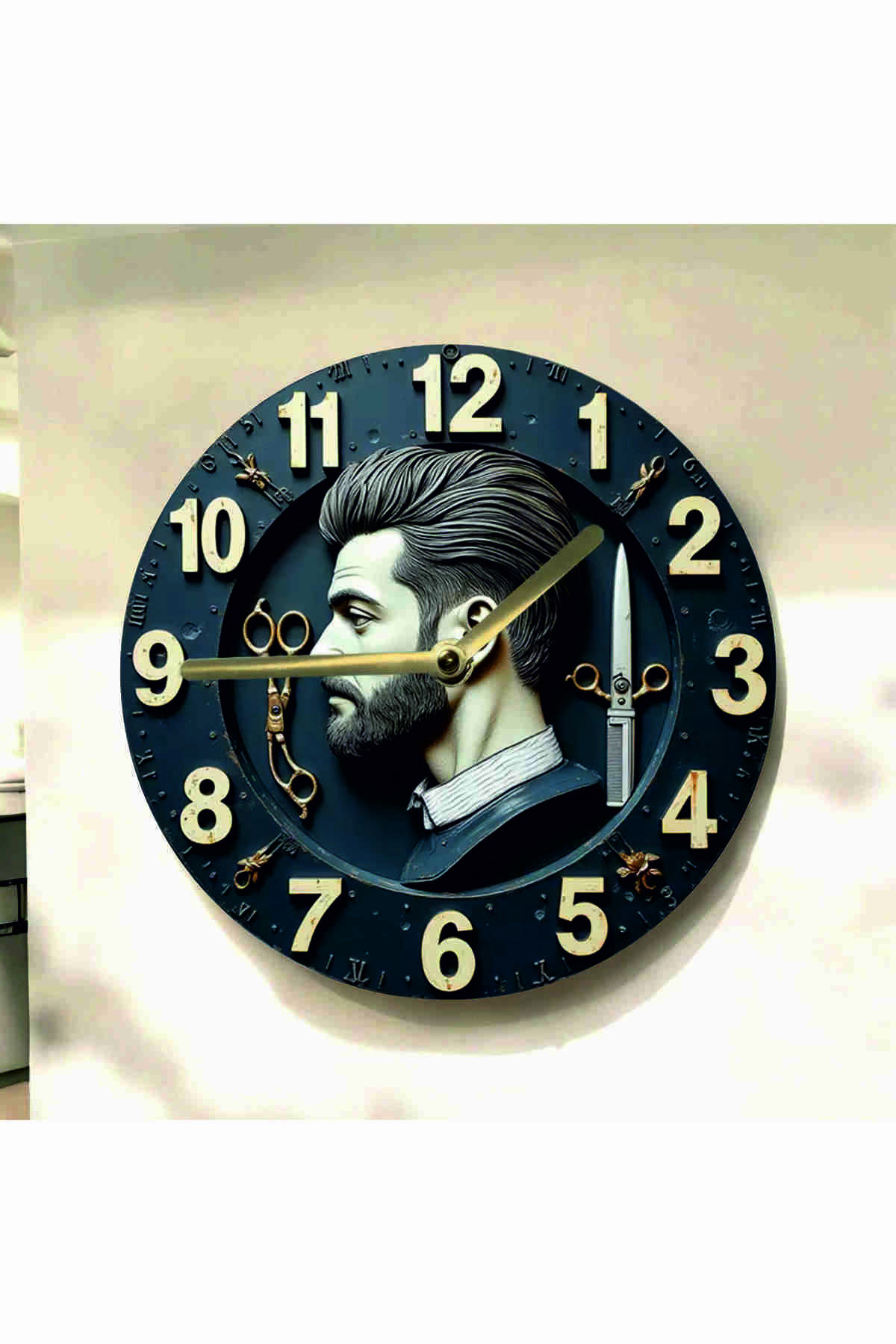 Barber Hairdresser Colorful Print Numbered Gift Wooden Quiet Table Wall Clock 638
