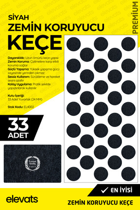 Elevats Premium Zemin Koruyucu Keçe 24MM Yuvarlak Paket | Mobilya Ayak Keçesi...