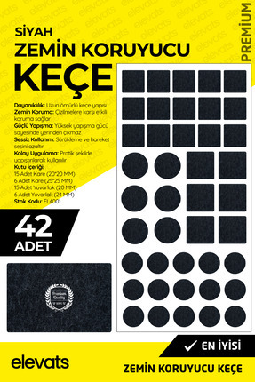 Elevats Premium Zemin Koruyucu Keçe Karma Paket | Mobilya Ayak Keçesi | Çizik...