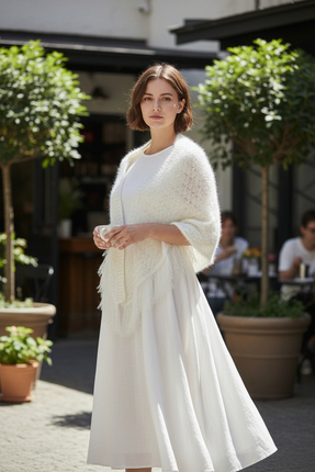 SETORİA Fransız Model Zarif Gelin Şalı -Özel Gün & Nikah Şalı