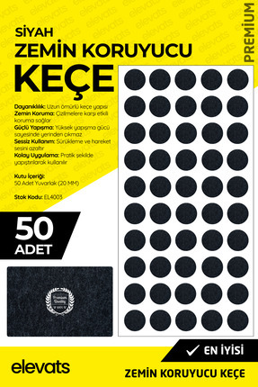 Elevats Premium Zemin Koruyucu Keçe 20MM Yuvarlak Paket | Mobilya Ayak Keçesi...