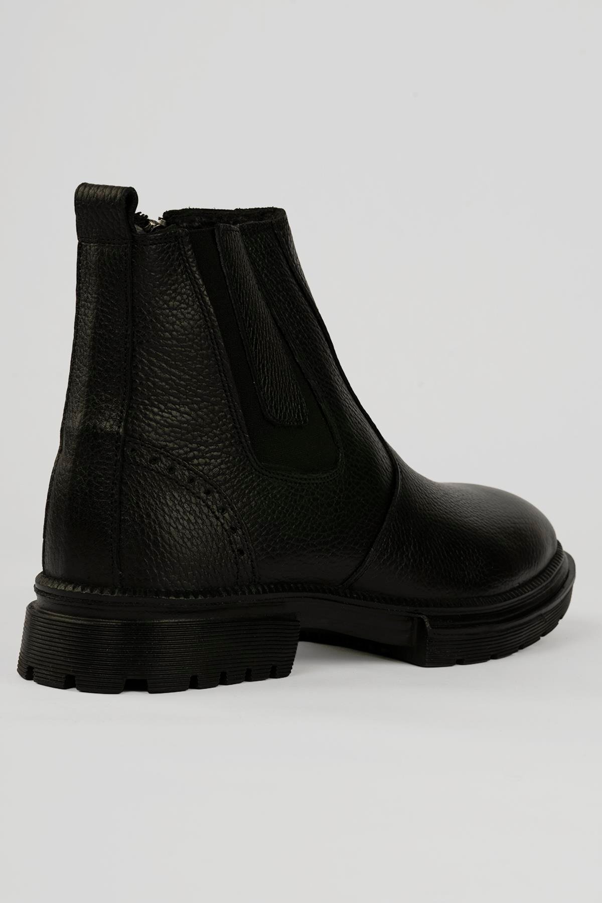 Mubiano  Erkek Hakiki Deri Bot İçi Tüylü Chelsea Boreas Siyah - Görsel 3