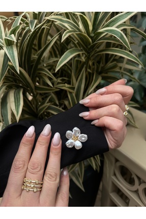 RENDA ACCESSORY Renda Papatya İnci Çiçeği Düğme Kapağı Trend (1 Adet)