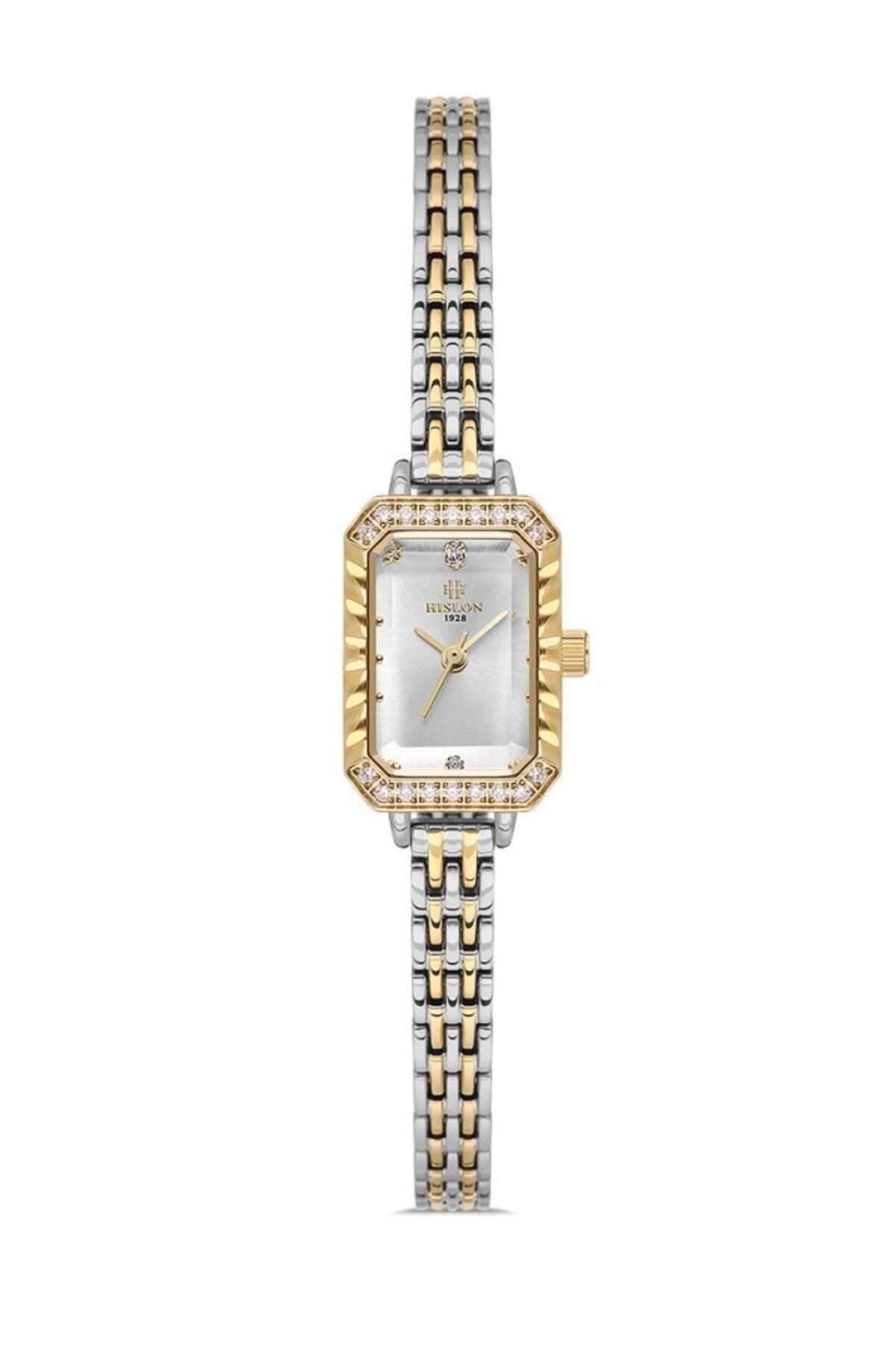 QL194T-02SGGOLD PLATED WOMEN'S RECTANGULAR RHINESTONE WRIST WATCH