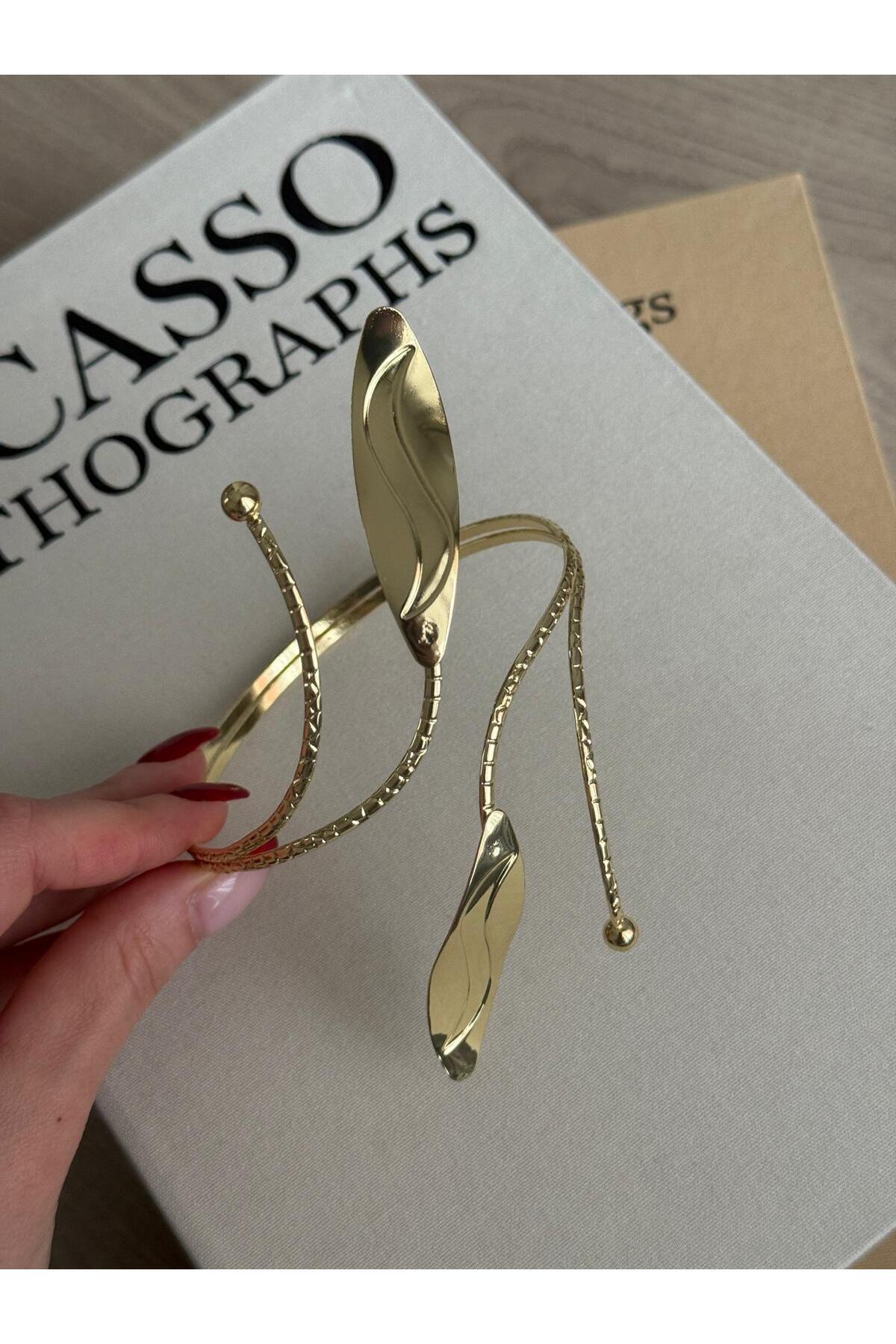 İREM YILDIZ  Çelik Gold Arm Cuff Kol Kelepçe Bileklik
