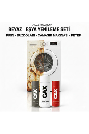 caxcolors Çamaşır Makinesi Boyama Seti -Pas Önleyici Astar, Sararmaz Beyaz Bo...