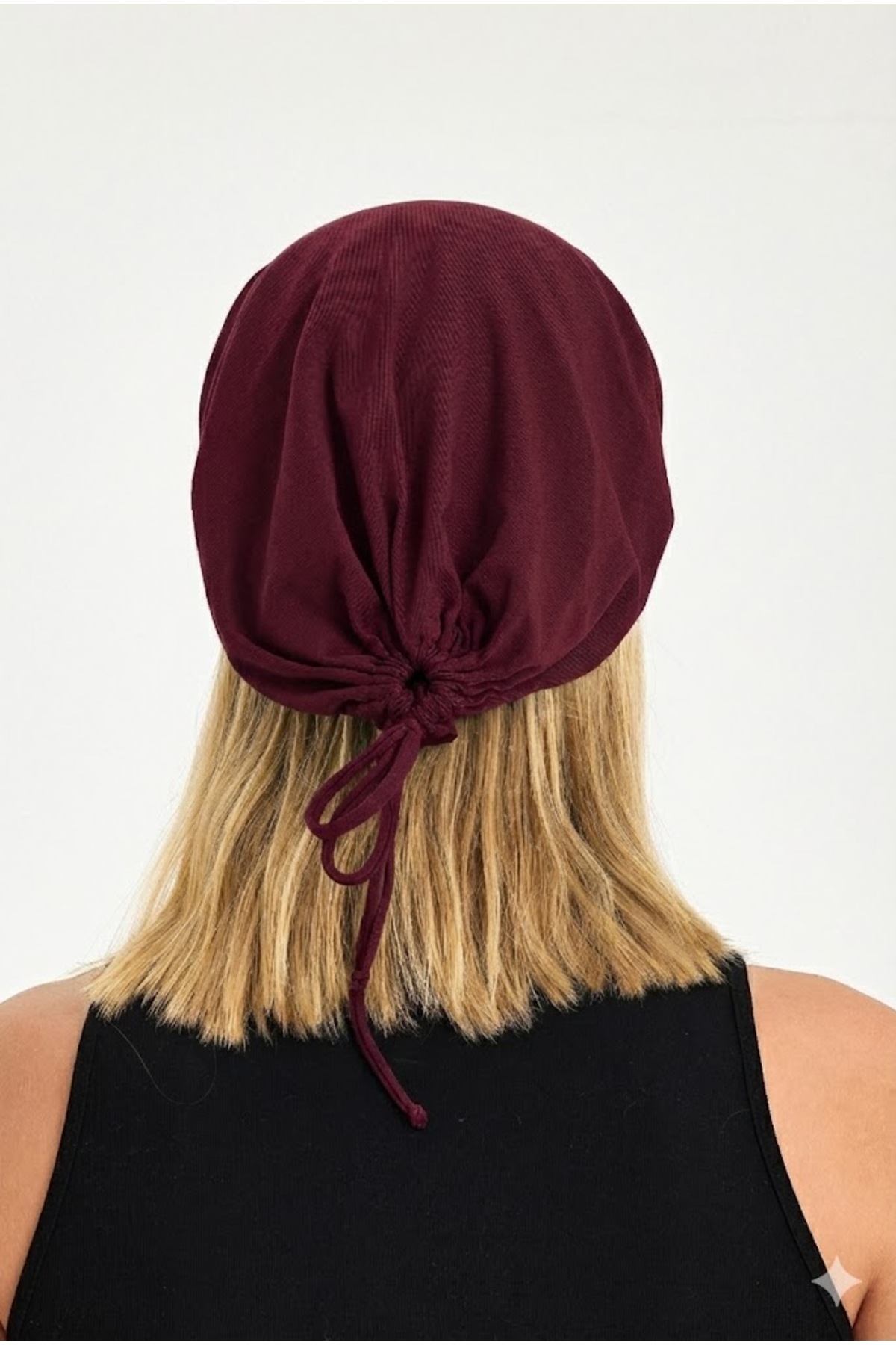 Butikgiz  Kadın Bordo, Ip Detaylı Özel Tasarım 4 Mevsim Şapka Bere Buff -ultra Yumuşak Doğal Penye Kumaş - Görsel 8