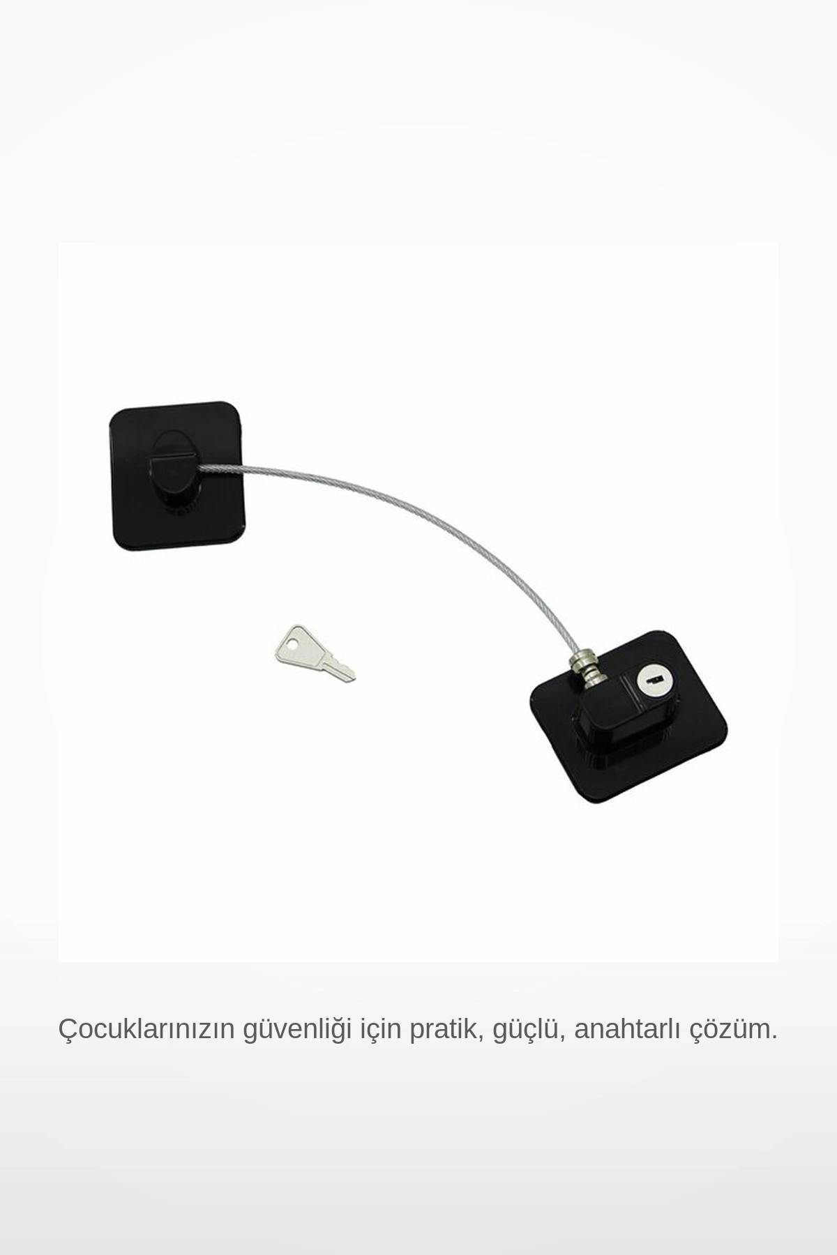 Letsii Siyah Yapışkanlı Çelik Halatlı Pencere Çocuk Güvenlik Kilidi Anahtarlı Dolap Emniyet Kilidi 18.8 cm fotoğrafı 2 (önizleme)