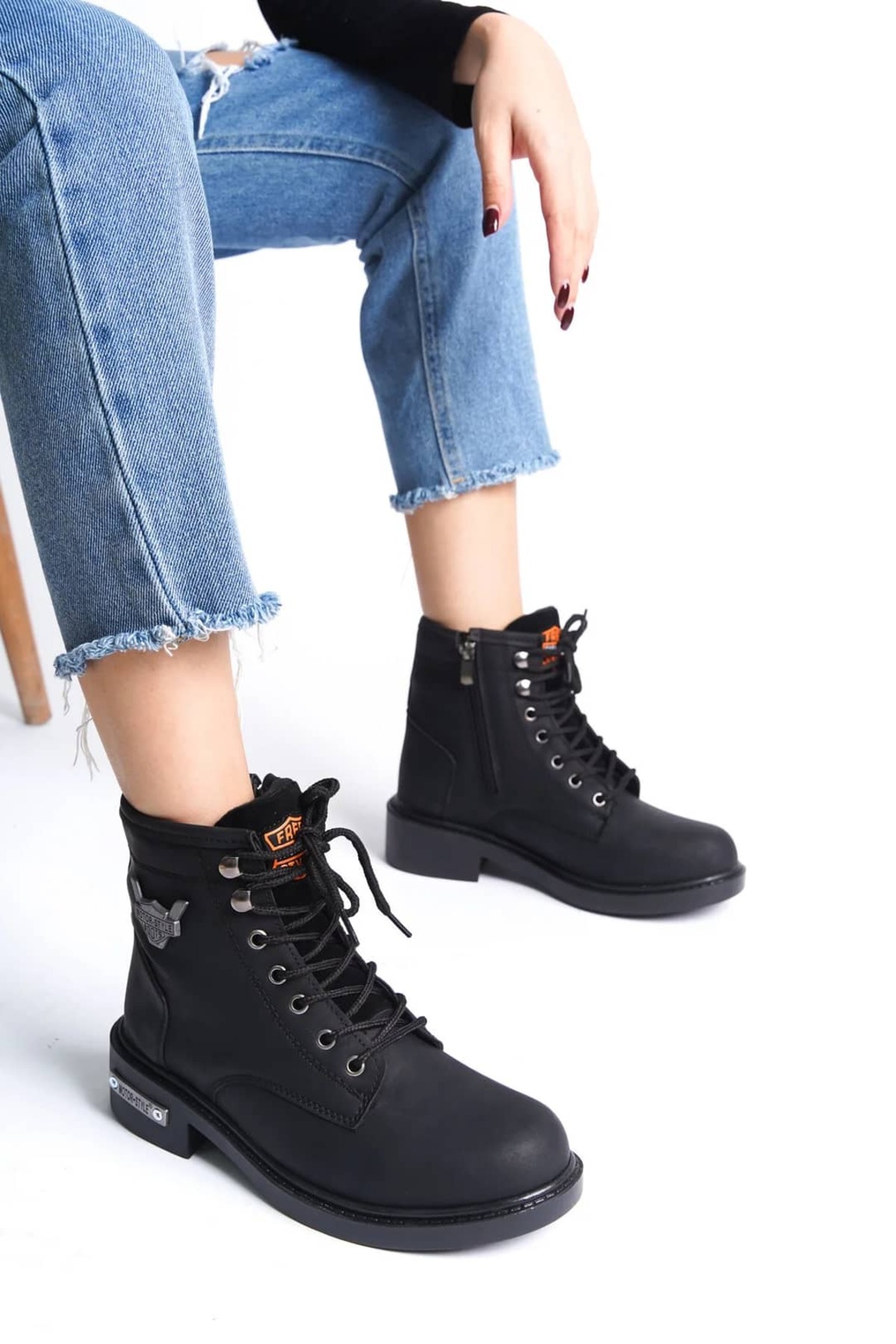 NAVİSHOES Siyah Unisex Kaymaz Sıcak Astar Fermuarlı Bilekte Bot Kadın Erkek 099NAV