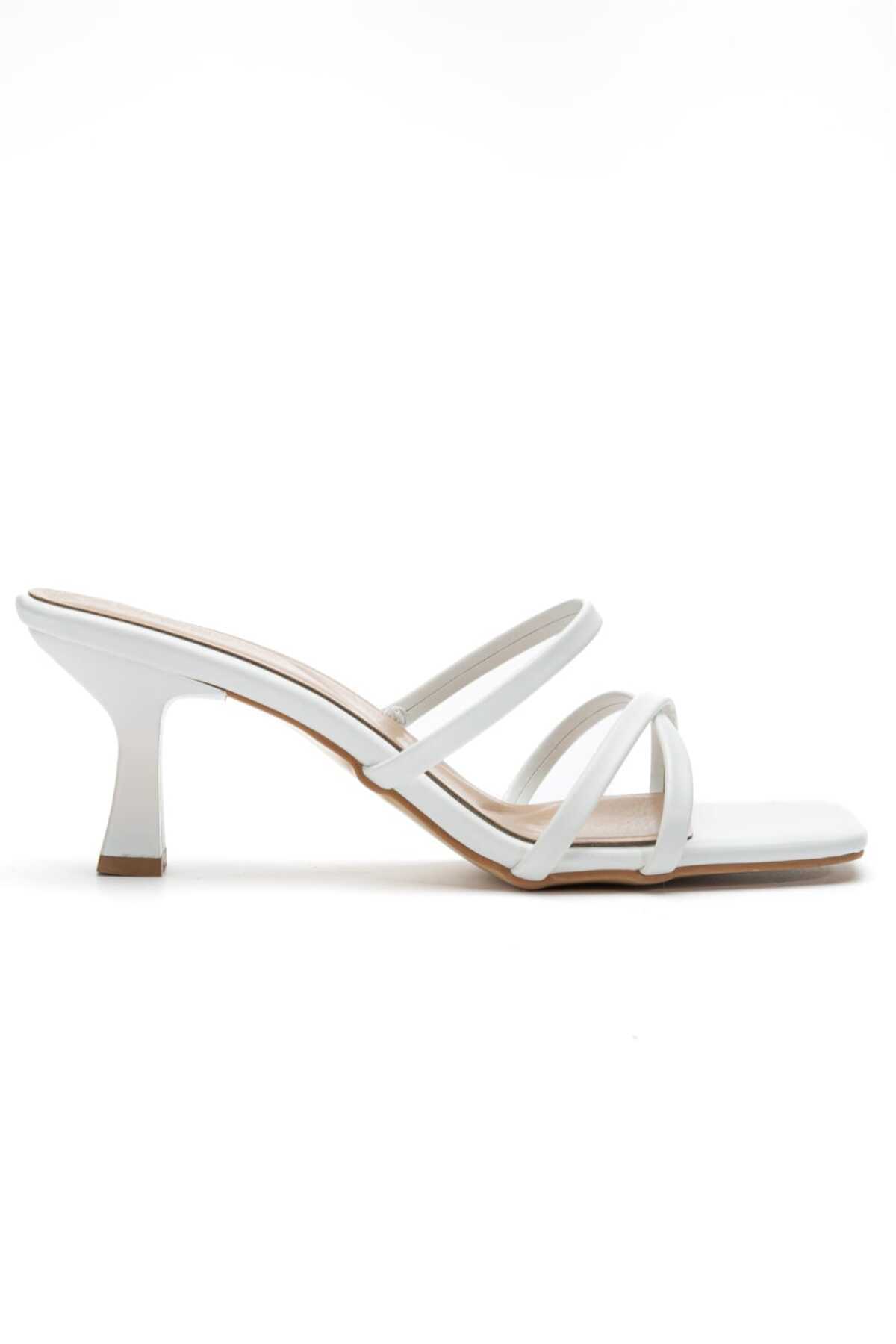 Larin Women's Short Heel Slippers in White