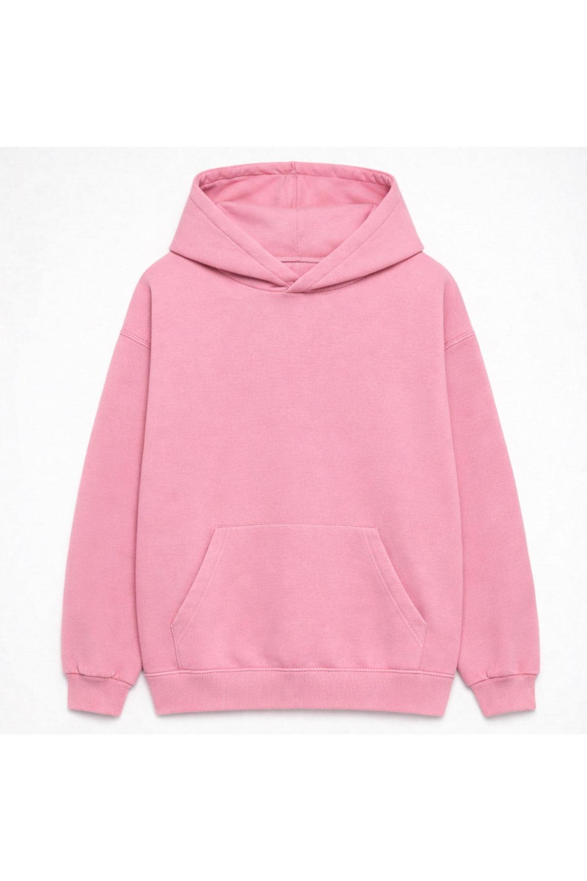 PURE EFFECT Hanorac Unisex, Roz Pudră, Fără Imprimeu, Basic, Cu 3 Fire, Cu Glugă Femeie - XL