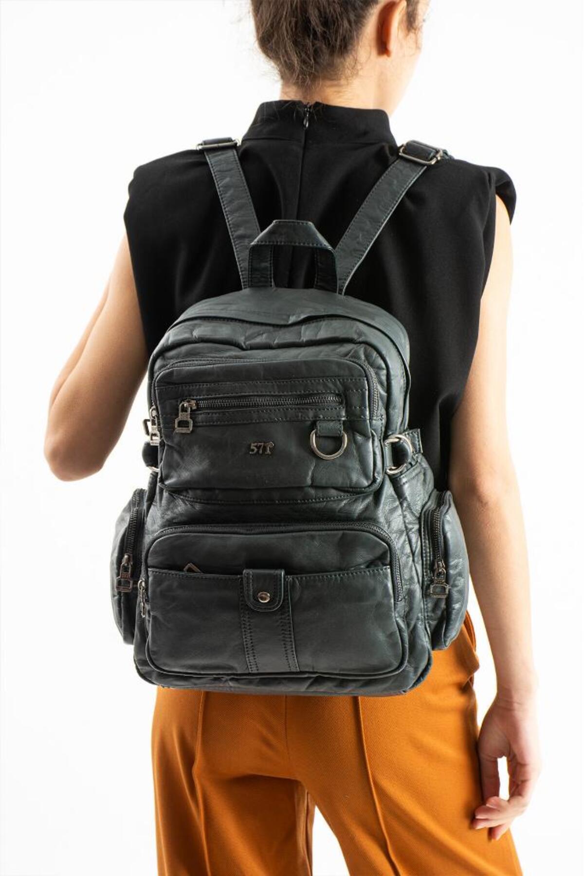 Baginn Y.S.Leather Women's Backpack 35*25 cm Vegan Leather Washed