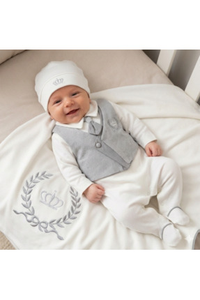 LisaLoom %100 Pamuk Erkek Bebek 3’lü Hastane Çıkış Seti – Şapka, Tulum ve Bat...