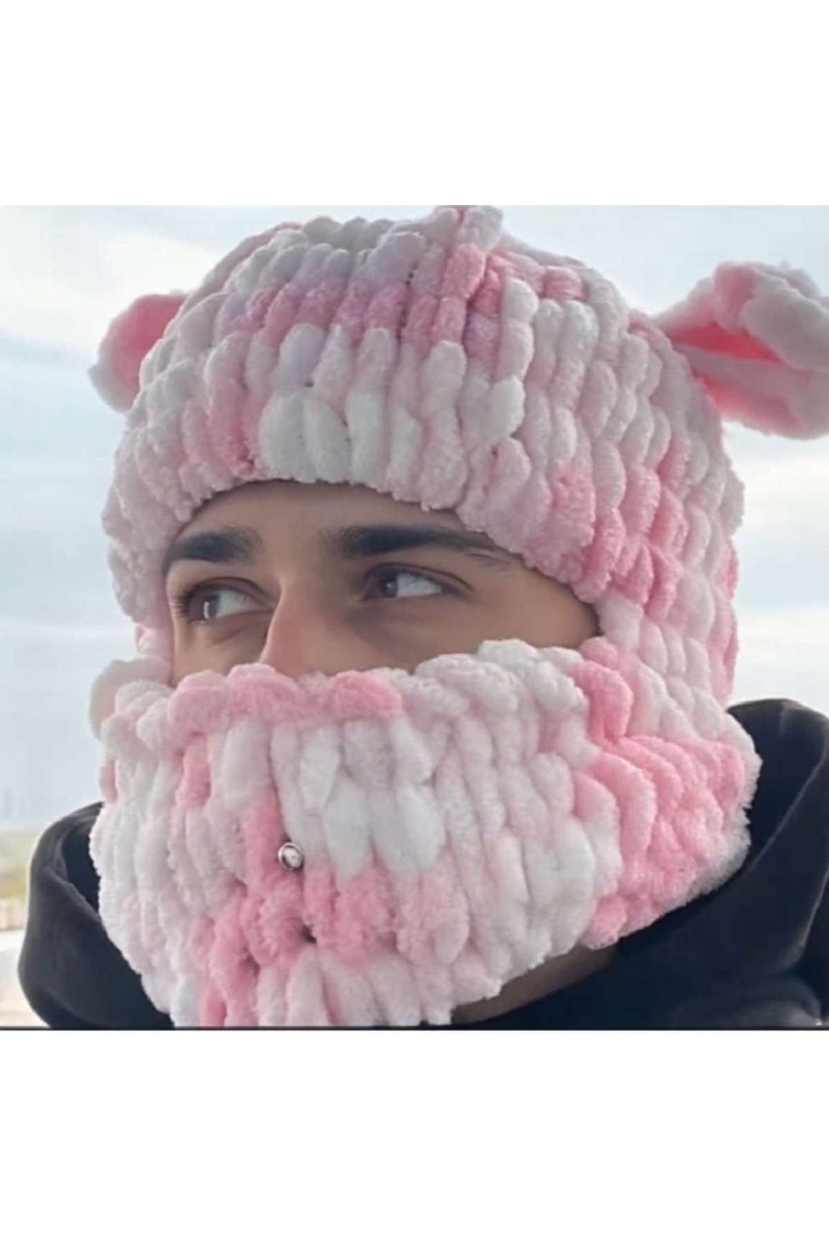 moonaja Wegh Beanie Hat - Balaclava Snow Mask - Mask with Puffy