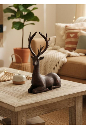 RITA ROSSA Dekoratif Geyik Figürü - Özel Tasarım Obje - Bronz/Bakır Efekt 16x...