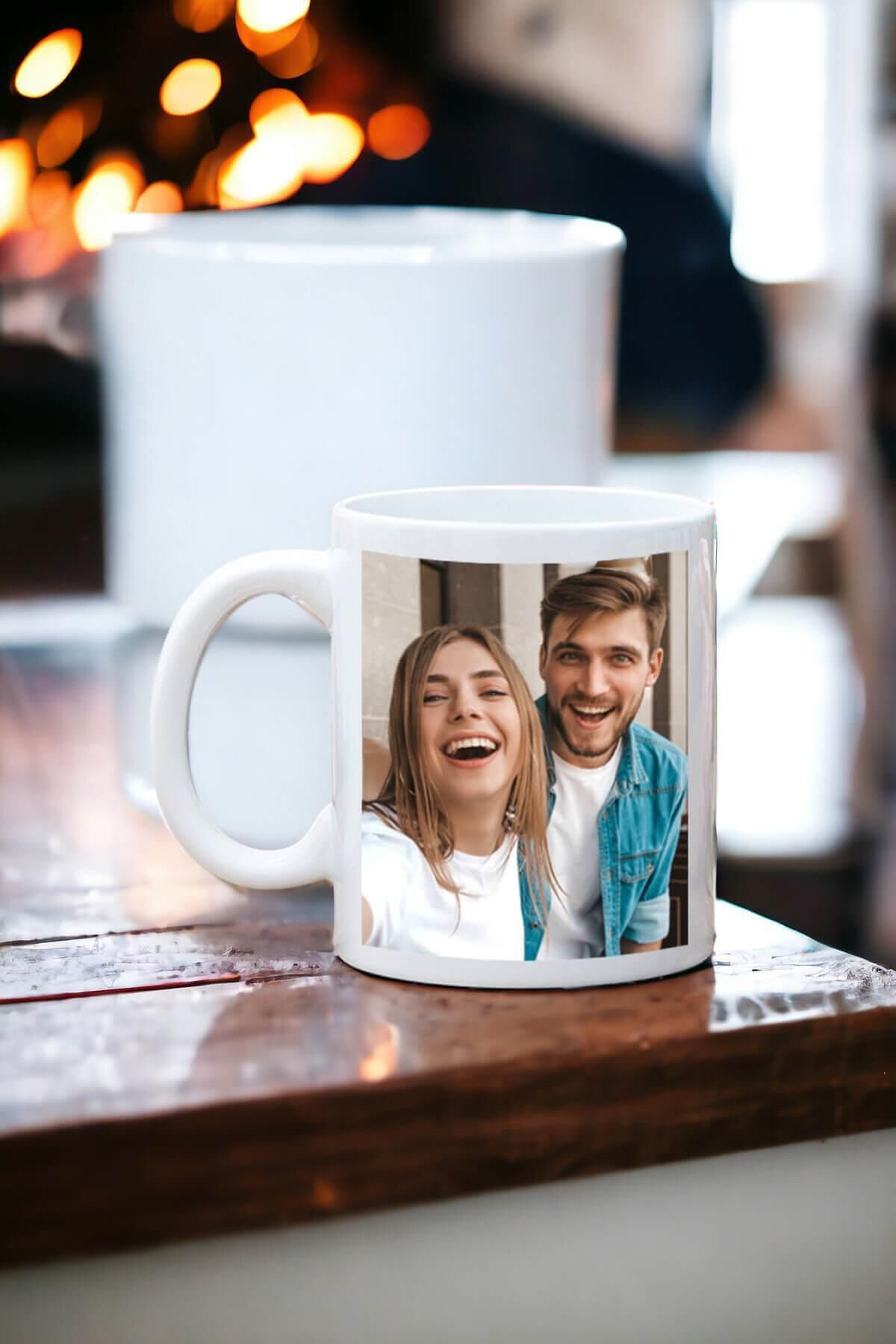 Sevgililer Gününe ve Kişiye Özel Fotoğraflı Kalp Puzzle ve Kupa Bardak 2 Li Takım