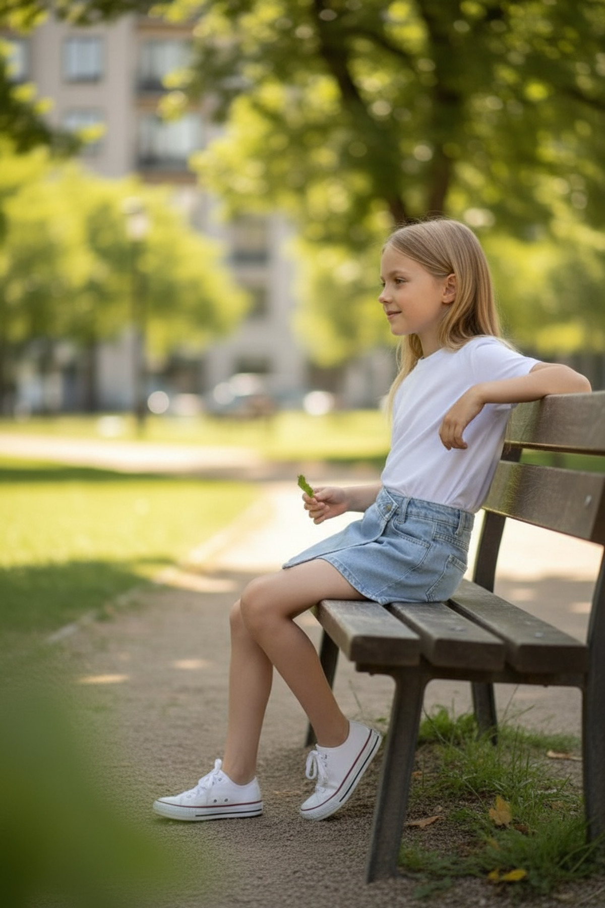 ASL GOLF CLUB  Kız Çocuk Açık Mavi Denim %100 Pamuk Şort Etek 3-14 Yaş - Görsel 2