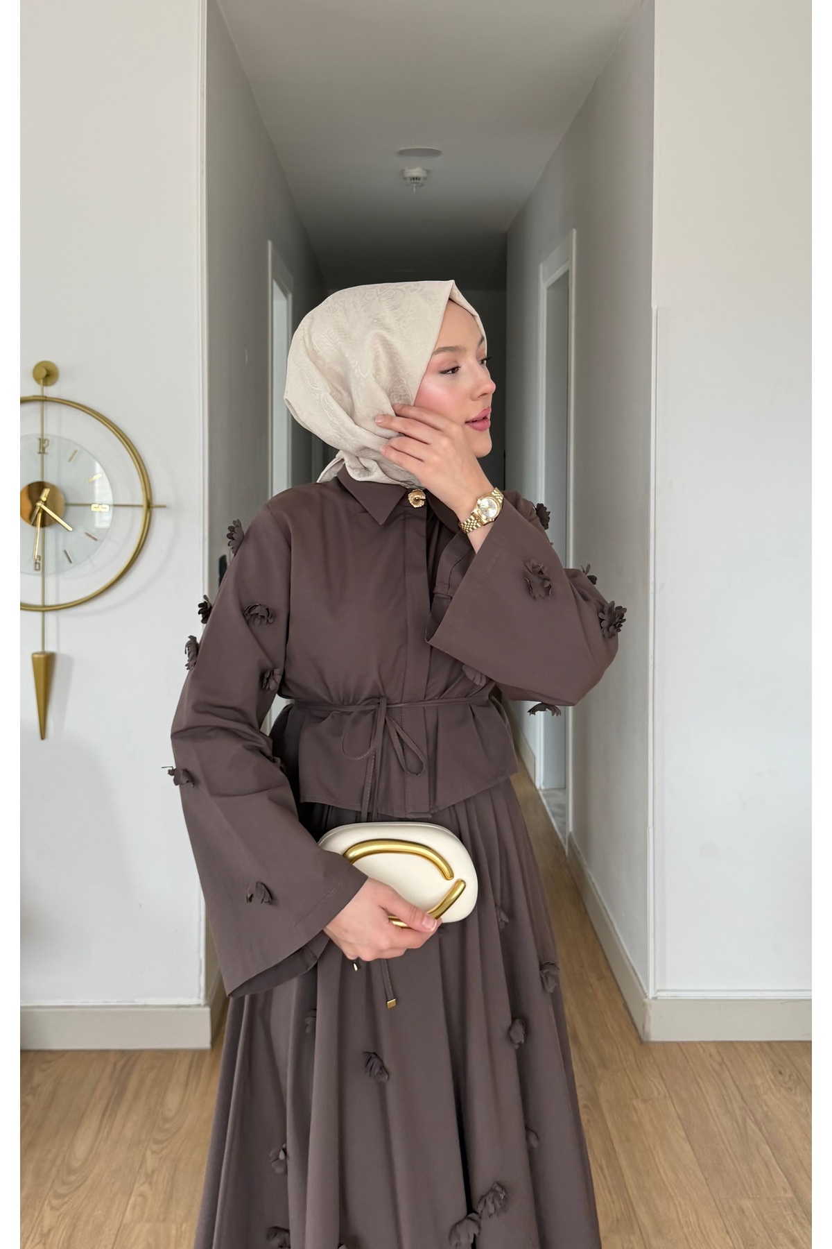 merve ada design  POPLİN 3 BOYUTLU ETEKLİ TAKIM - Görsel 2