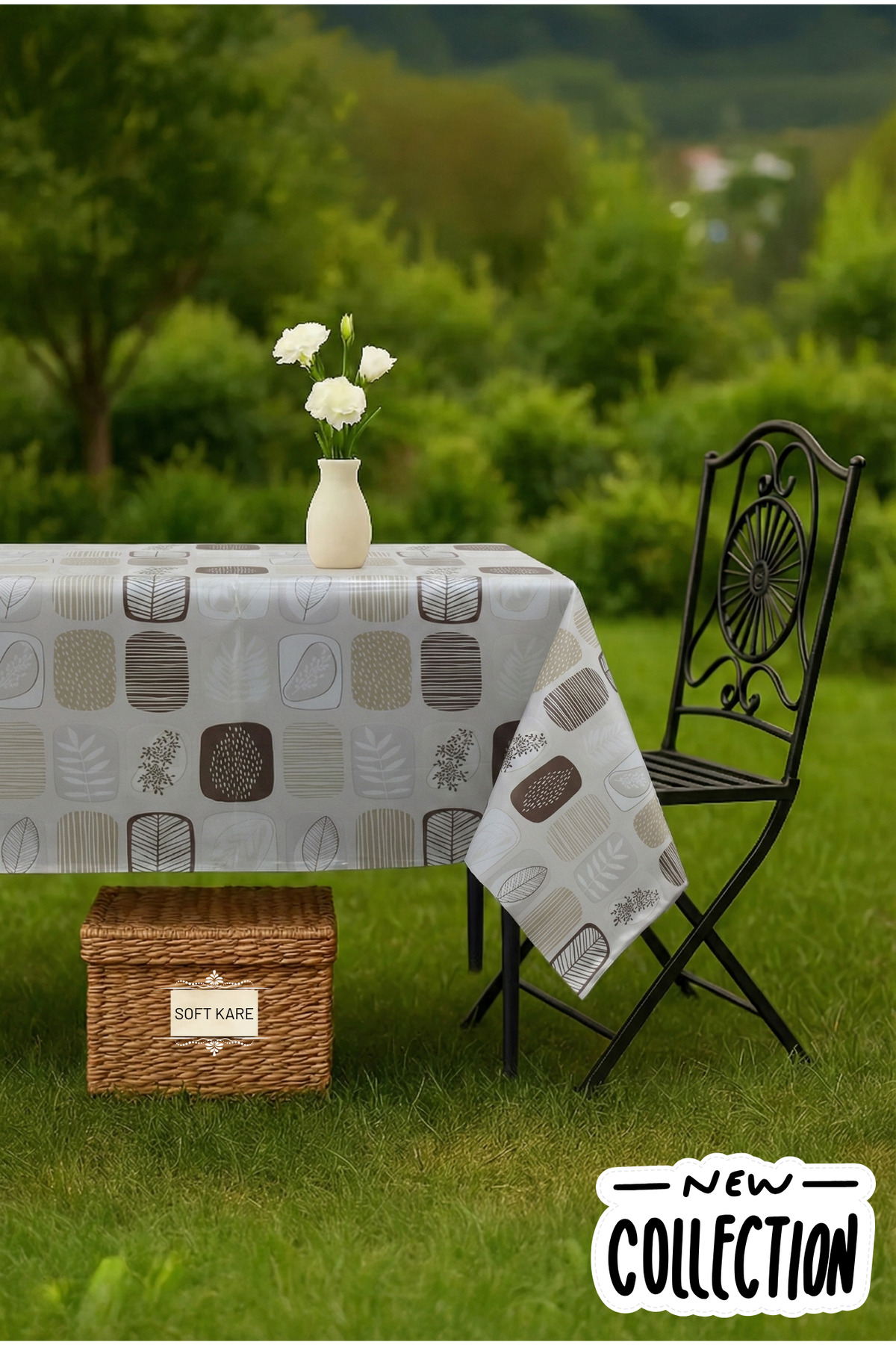 PVC Fibre Tablecloth – Wipe-Off, Waterproof, Modern Pattern, For Kitchen and Dining Table