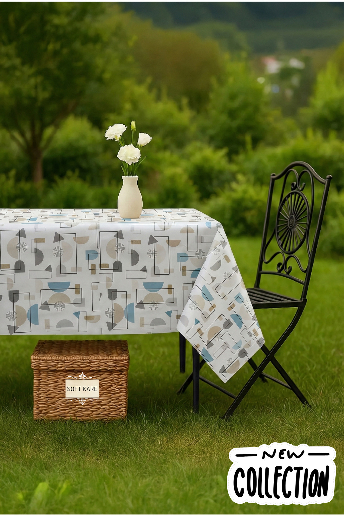 PVC Fibre Tablecloth – Wipe-Off, Waterproof, Modern Pattern, For Kitchen and Dining Table