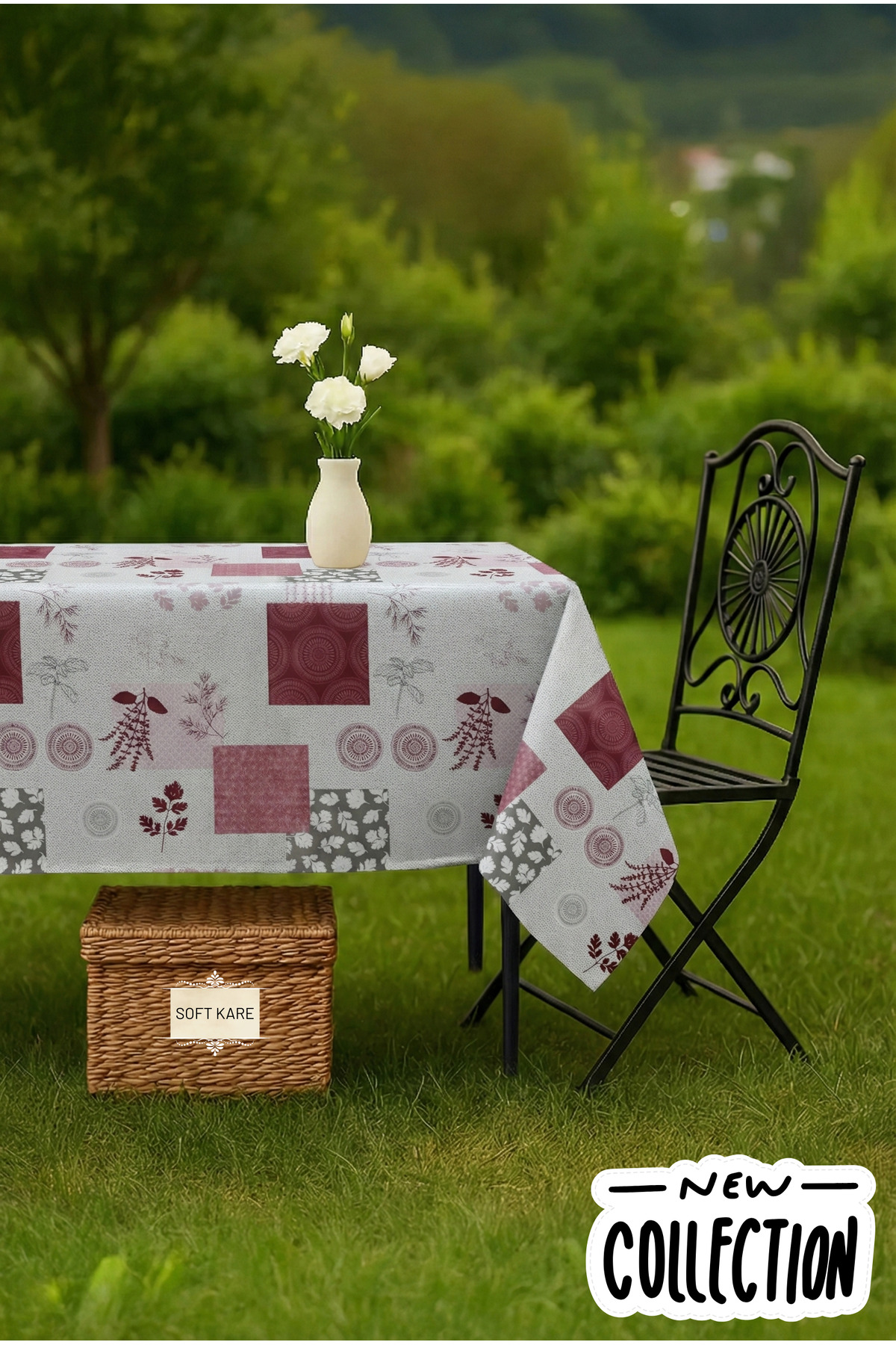 PVC Fibre Tablecloth – Wipe-Off, Waterproof, Modern Pattern, For Kitchen and Dining Table