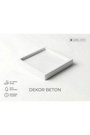 Esepix Kare Beton Dekoratif Tepsi Minimalist Takı Düzenleyici ve Anahtarlık O...