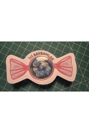 ATÖLYE MİLLA Pembe bayram şekeri kutusu hediyelik 10'lu