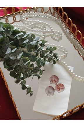 Bymarydesing Midye İnci Sunum Peçetesi | Doğum Günü, Davet Napkin 12li Desenl...