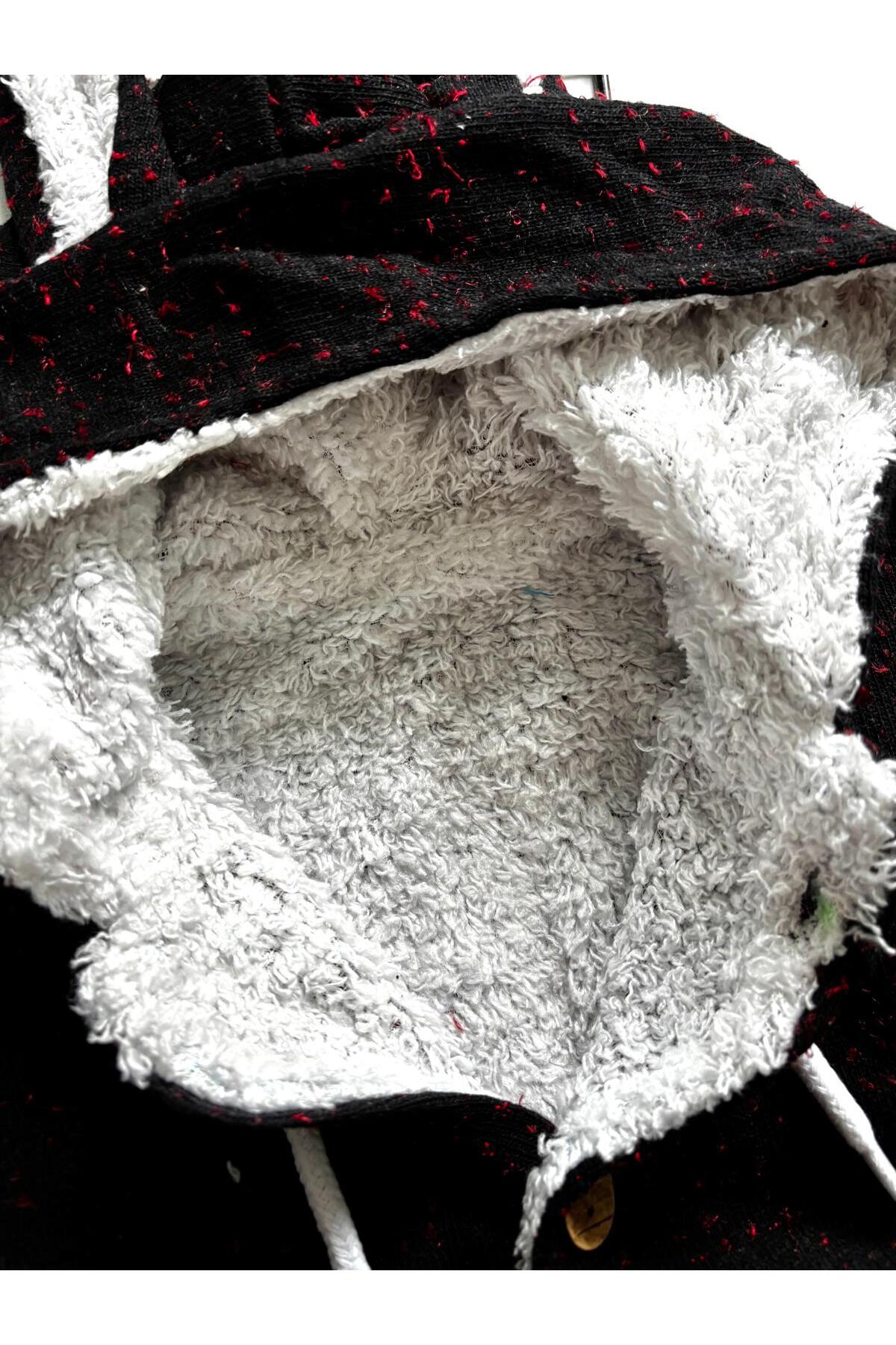 cacobutik unisex bebek kapüşonlu kulak detaylı içi peluş kalın kışlık welsoft tulum siyah fotoğrafı 4 (önizleme)