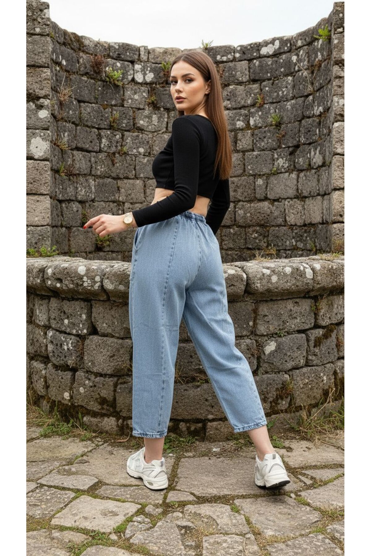 geenz manifacture Ngbutika Beli Lastikli Balon Likrasız Kapri pantolon %100 COTTON