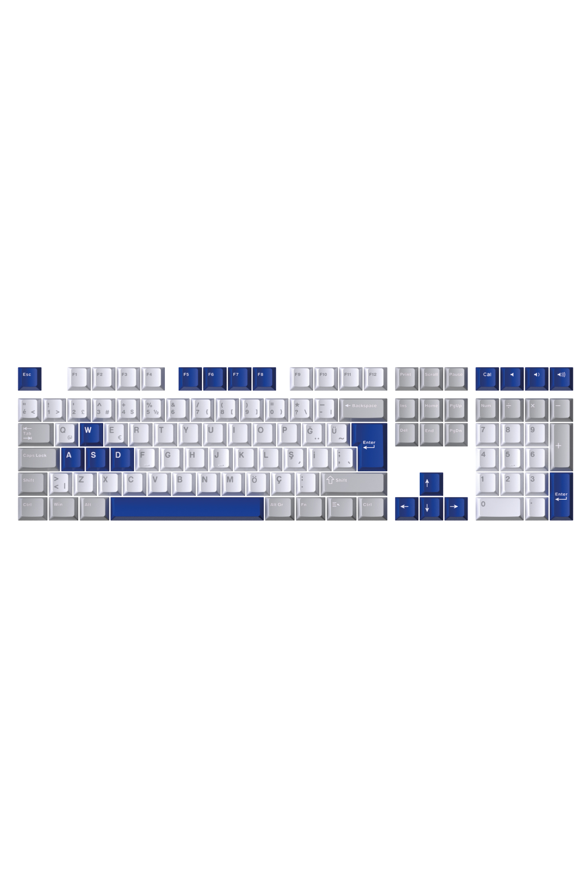 GameRaider Cherry Double Shot PBT (Full Set) Mavi Türkçe Keycap