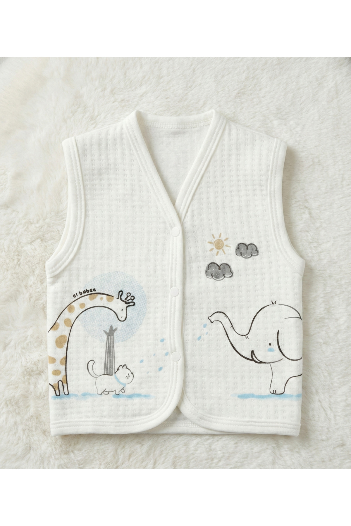 Elbebek Baby Pamuklu Baskılı Bebek Yelek fotoğrafı 3 (önizleme)