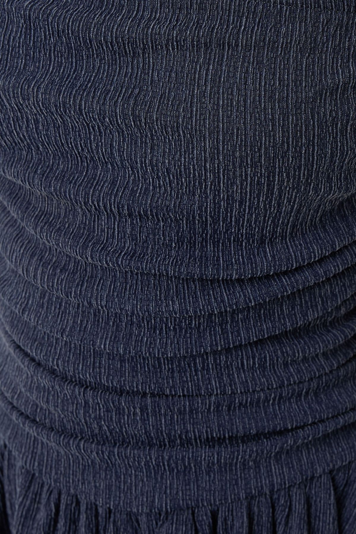 Hiccup  Straplez Fırfırlı Arkası Gipeli Mini Elbise - Görsel 5