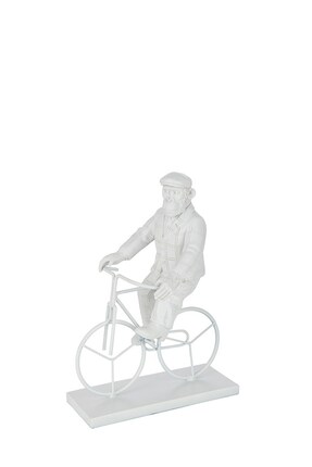 Laromita Decoration BİSİKLET ÜZERİNDE BEYAZ MAYMUN OBJE