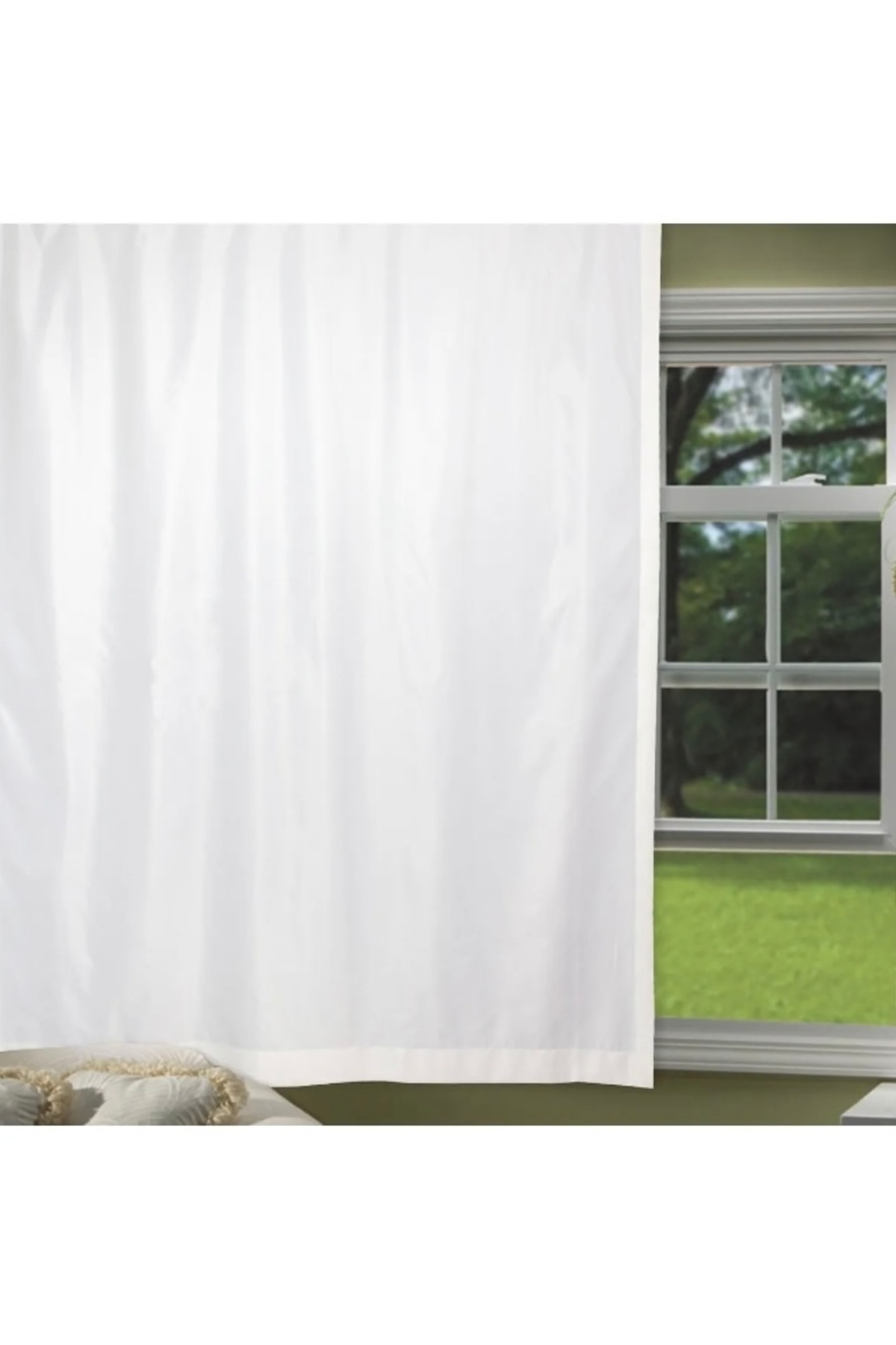 Sunshade Curtain Satin Ecru Weighted Full Fabric (STRAIGHT SEWING)