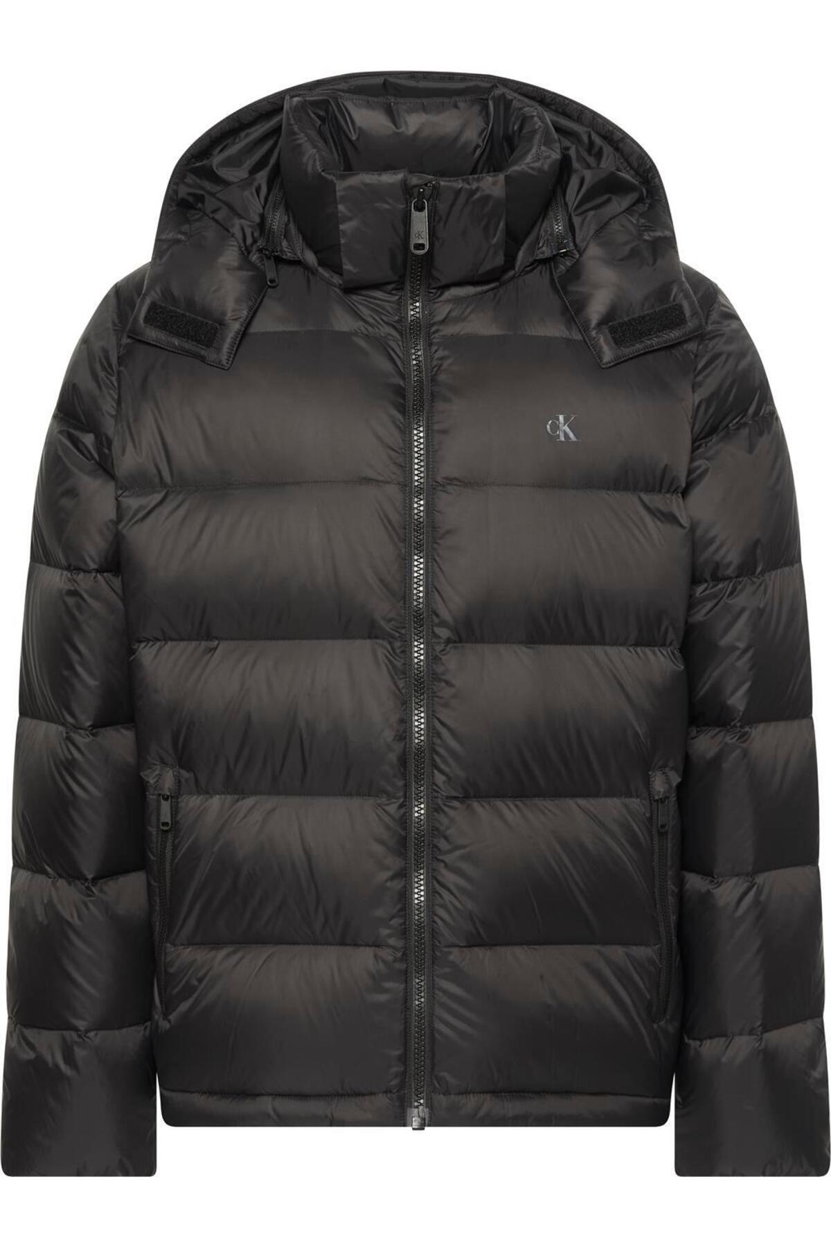 کلوین کلاین کاپشن مردانه سایز معمولی پددار با کلاه جداشونده - مشکی