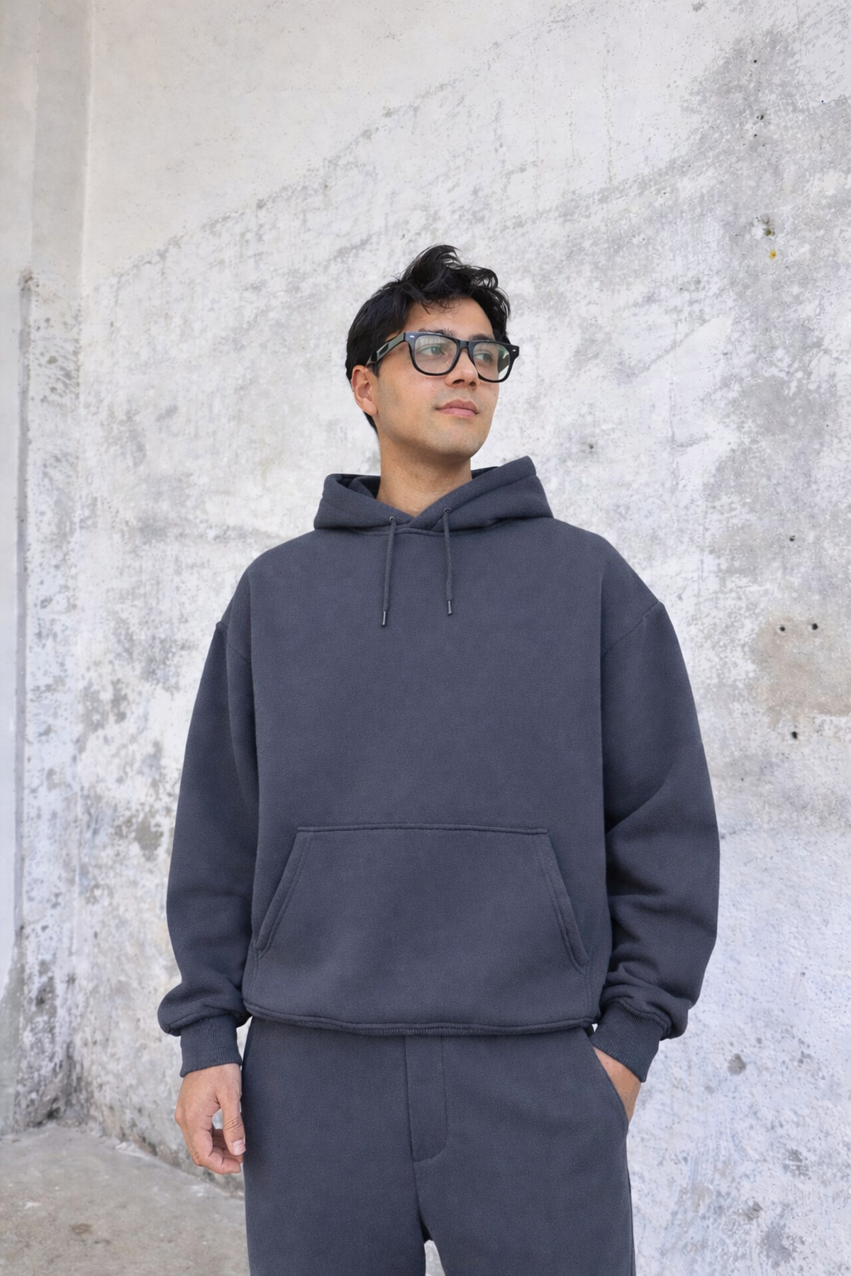 ERKEK Baggy Basic Oversize Premium Model 3iplik Eşofman Takımı — خاکستری BRNSFTK1 — تصویر 3 از 3