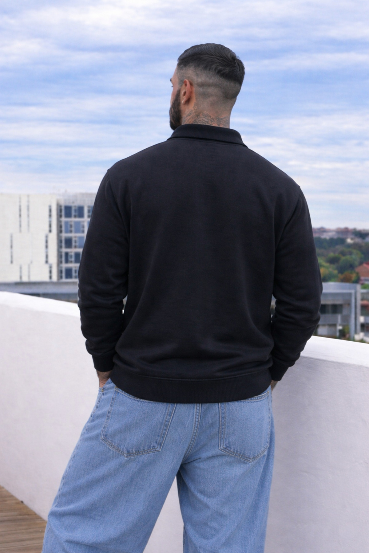 Maccali Erkek Günlük Büyük Beden Casual Siyah Sweatshirt görsel 6
