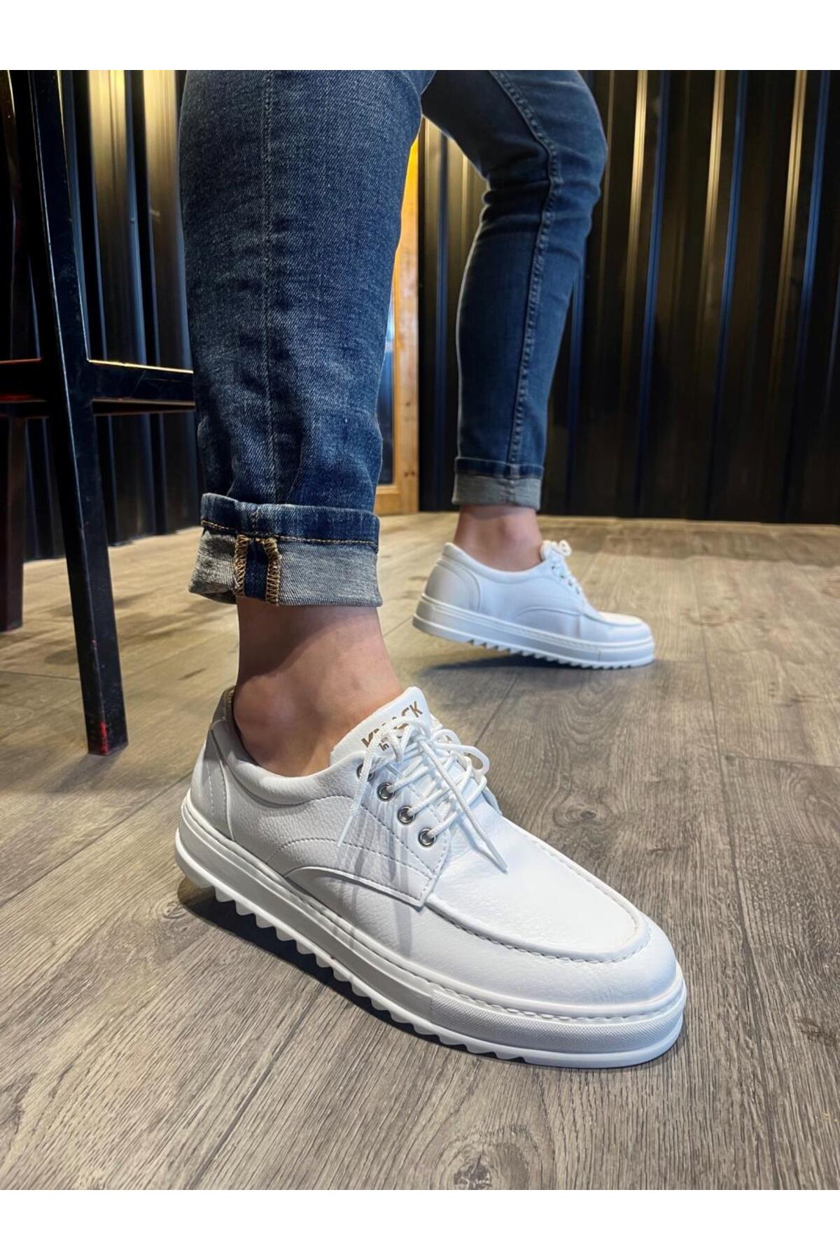 Mhoda Shoes  MHD-098 Erkek Günlük Bağcıklı Cilt Klasik Ayakkabı CBT - Beyaz - Görsel 3