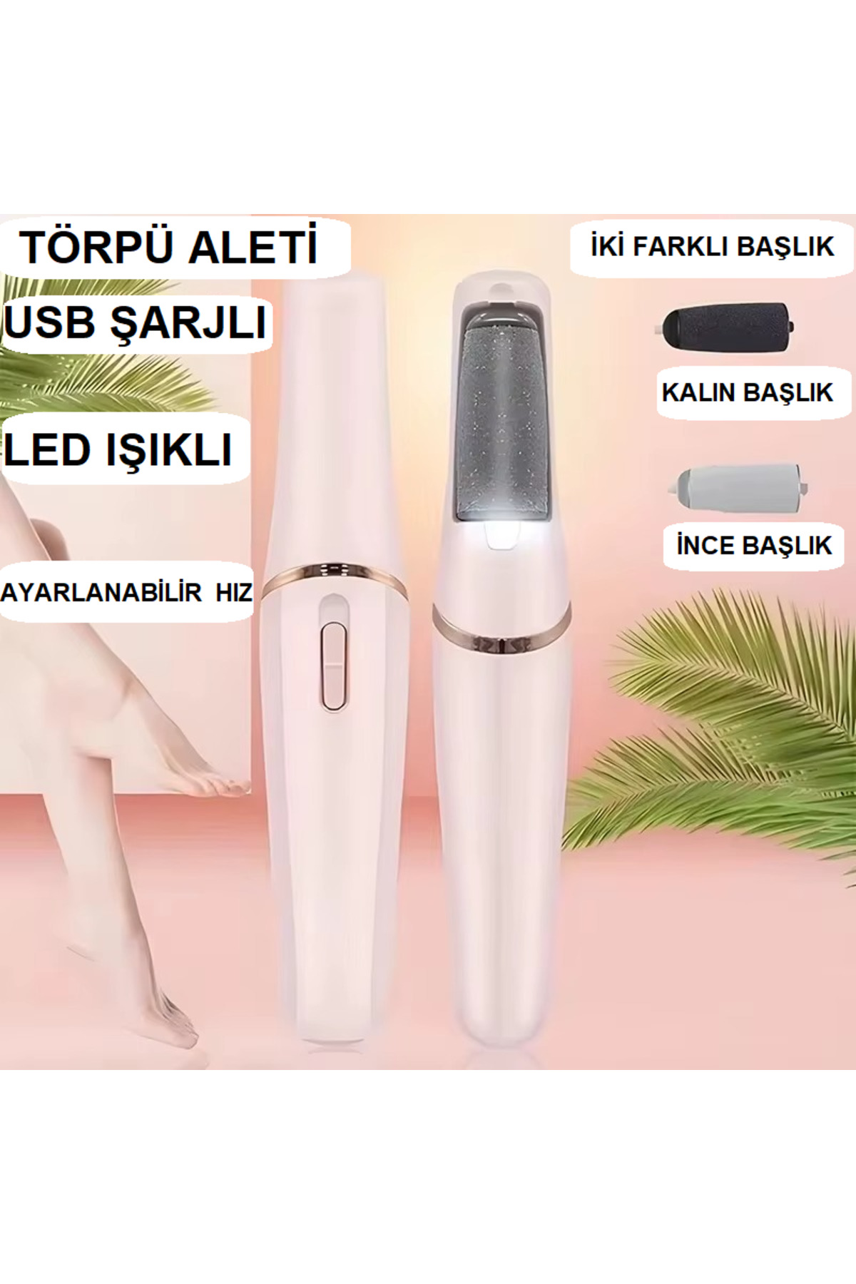 ORVİCA Şarjlı Işıklı Ayak Törpüsü - Pedikür ve Ayak Bakım Aleti