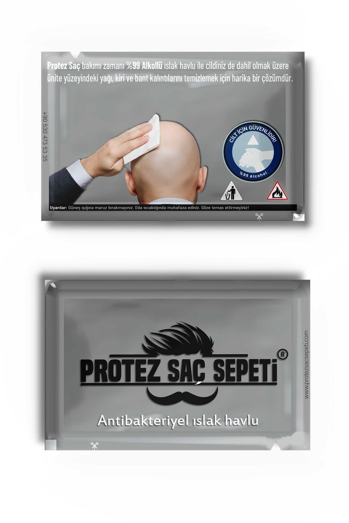 Protez Saç ve Cilt Temizliği İçin %99 İzopropil Alkollü Islak Havlu — 10'lu Paket