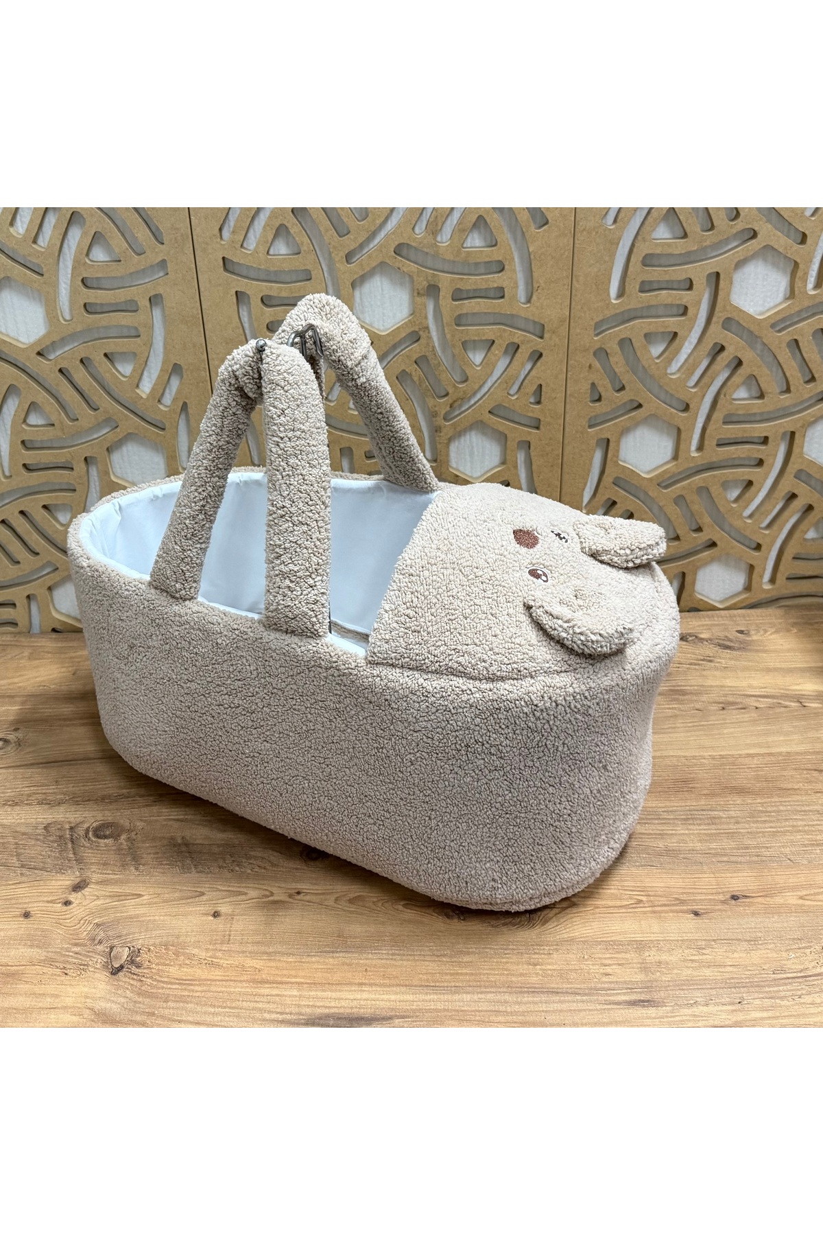 Mini Chics Peluş Kumaş Ayı Nakışlı Bebek Taşıma Çanta & Anne Çanta fotoğrafı 3 (önizleme)