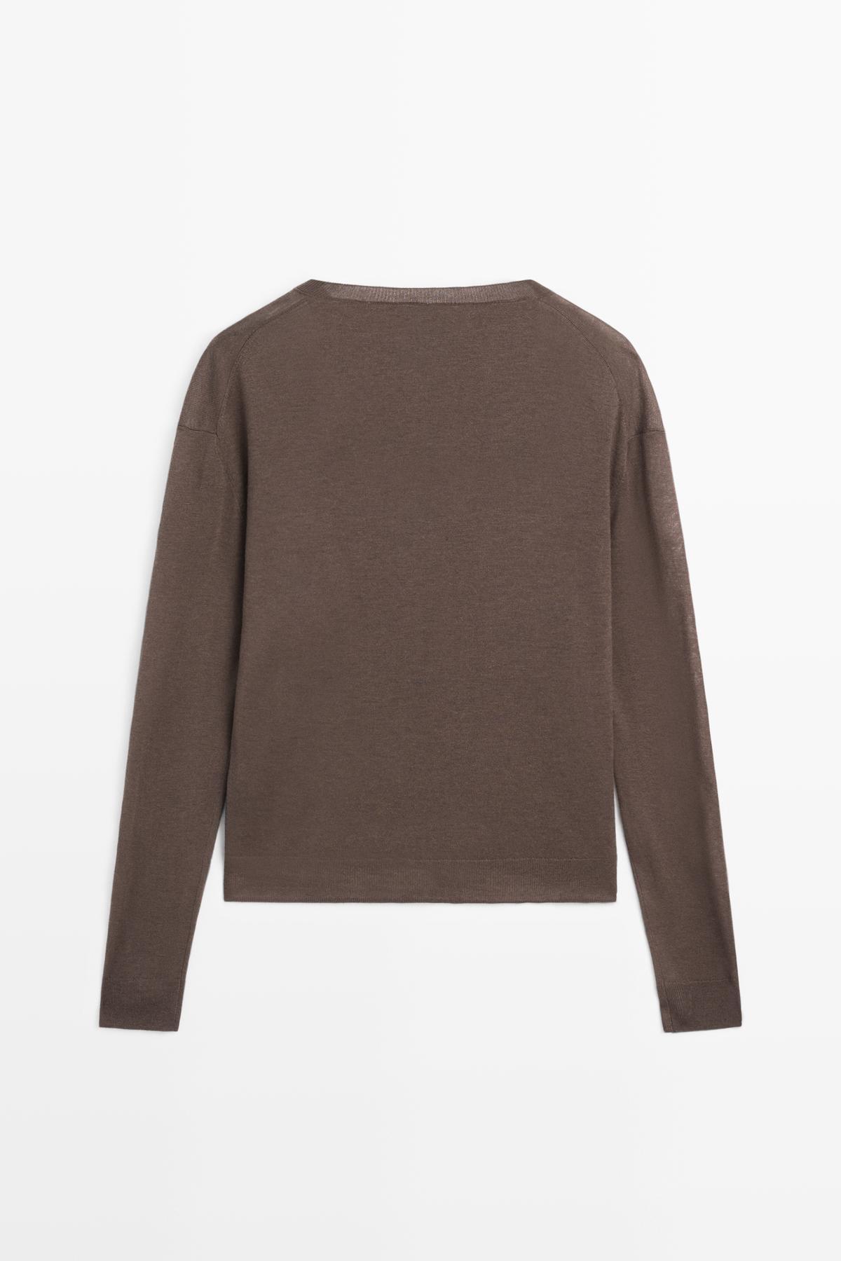 Massimo Dutti  İpek ve yün karışımlı triko kazak - Görsel 8