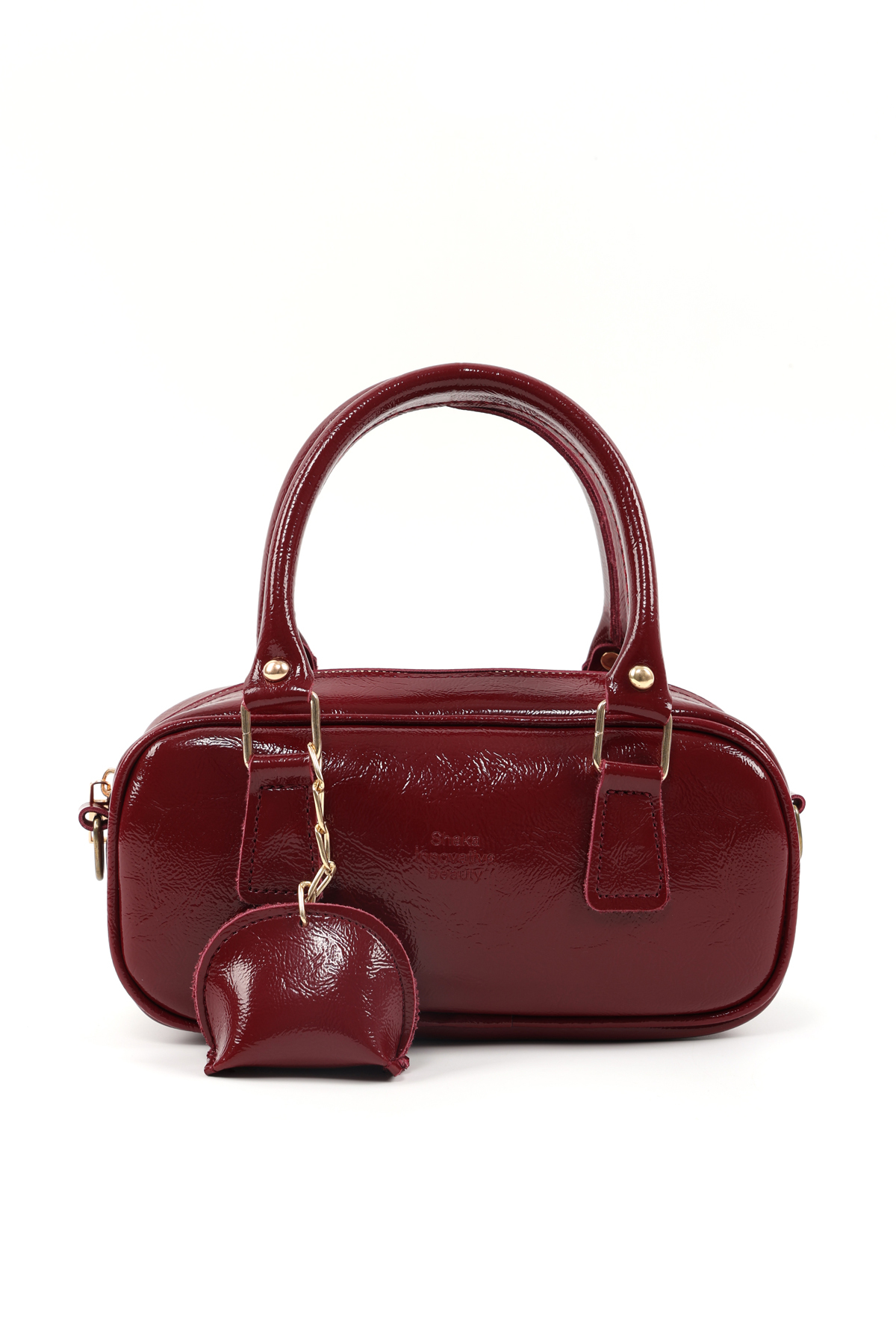 Shaka  Kırışık Dokulu Siyah/Kırışık Dokulu Bordo SHK295 Suni Deri ,2'li El, Kol Ve Omuz Çanta Seti (SHK207) - Görsel 6