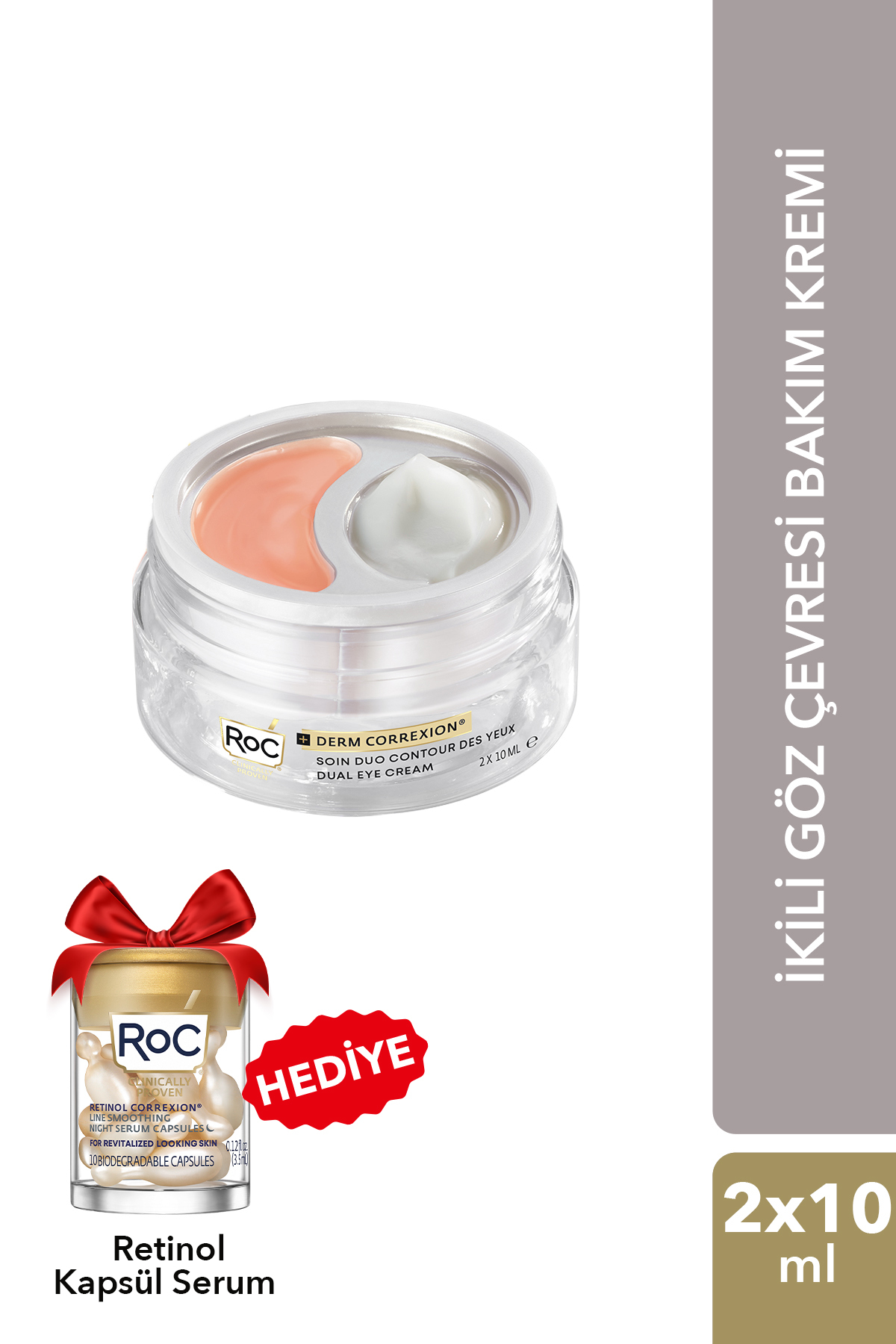 Retinol Kapsül Serum Hediyeli Retinol + Peptit İçeren İkili Göz Çevresi Bakım Kremi 20 ml — ROC0018